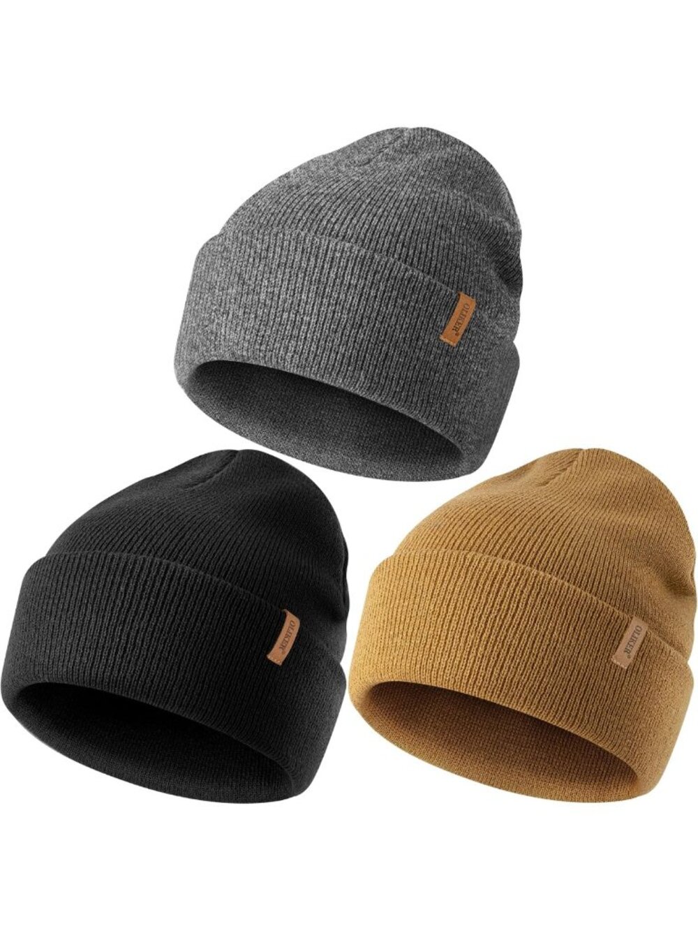Cozy 3-Pack Winter Beanie Set for Men & Women, Double Layer Warm Skull Caps